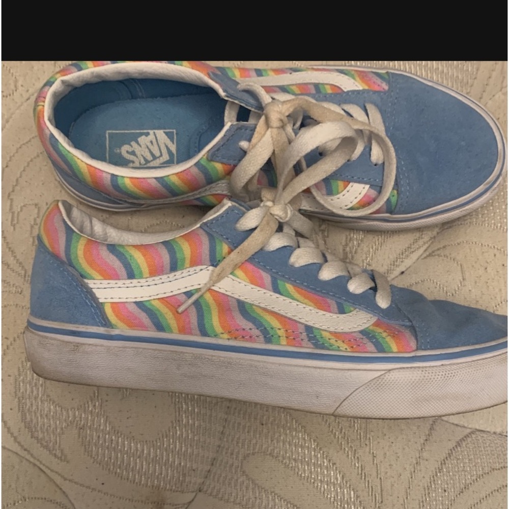 Rainbow vans size 4.5 juniors worn 4 times